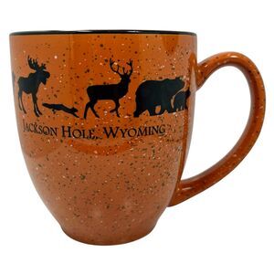 Vintage Jackson Hole Wyoming Ceramic Coffee Mug Cup Souvenir Ski Moose Elk Bear